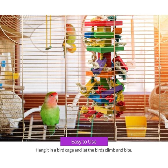 2 Pack Large Parrot Toy, 20in Bird Parrot Toy, Multicolored Natural Wooden Bird - Picture 6 of 7